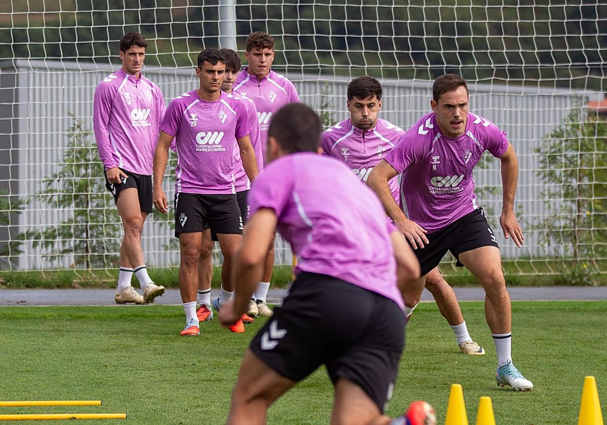 Bautista, en el entrenamiento de este viernes.