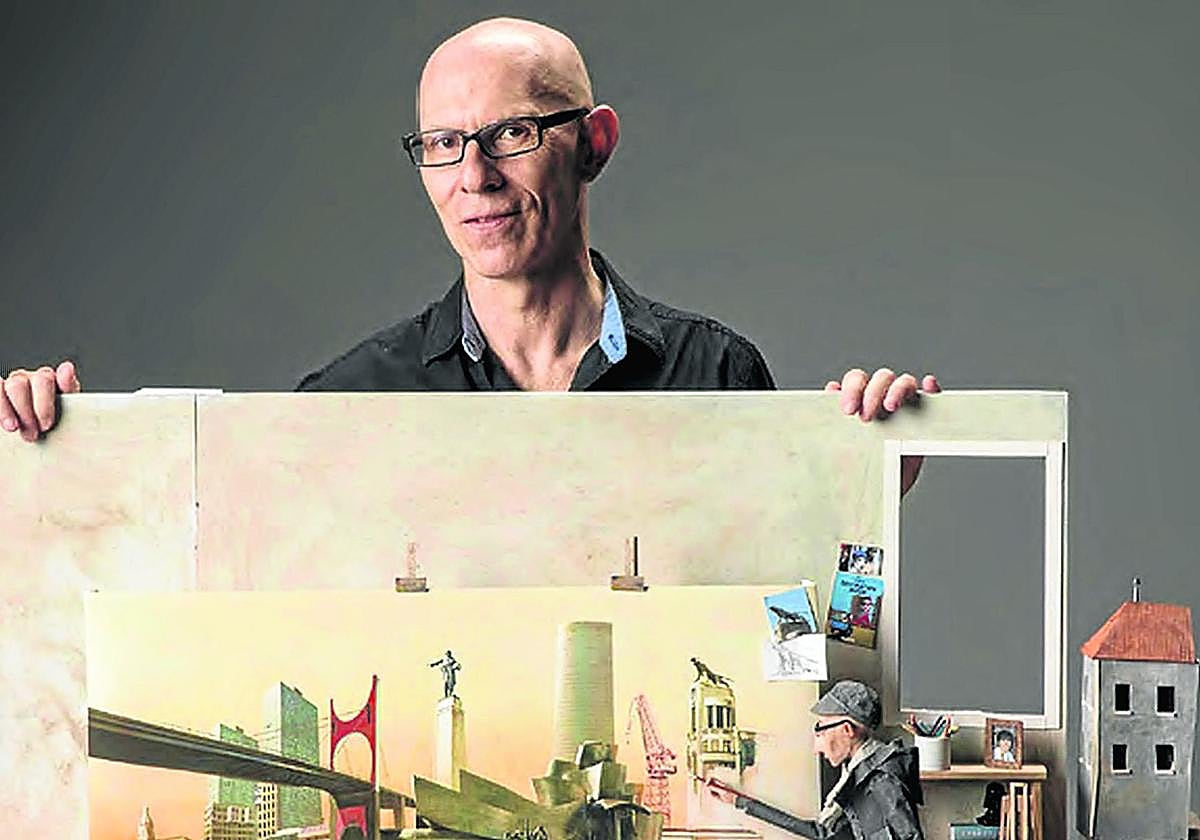 Fernando G. Baptista con un modelo creado para la revista 'National Geographic'.