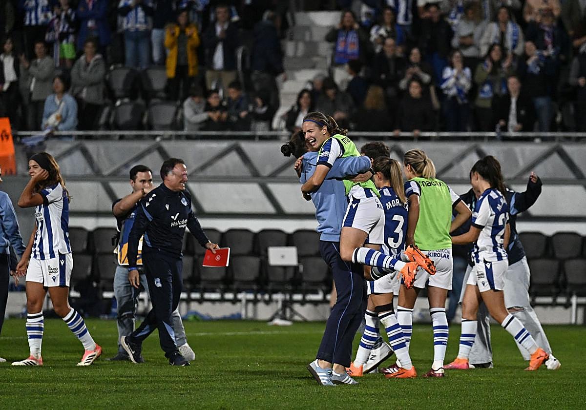 La celebración de la victoria ante el Barça, en imágenes
