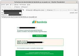 Correo electrónico fraudulento que suplanta la identidad de Iberdrola