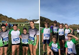 Infantiles y benjamines del club Atletas Argixao en su reciente debut en el Cross Internacional de San Sebastián.