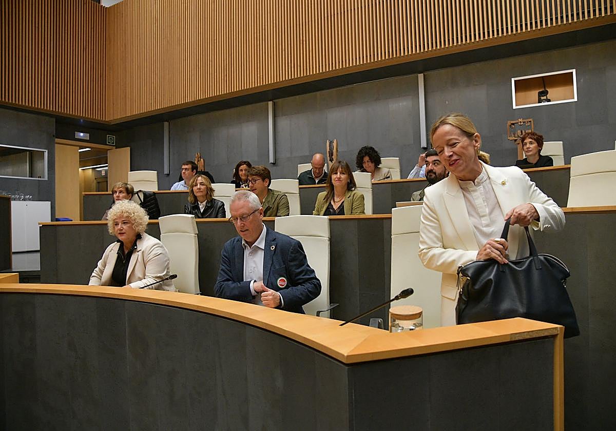 Eider Mendoza y su teniente de diputada general, José Ignacio Asensio, en un pleno esta semana.
