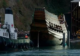 El momento más delicado de la maniobra de la nao San Juan