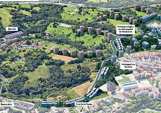 La idea presentada por el Gobierno Vasco plantea edificios de más alturas para adaptarse a la orografía y poder mantener más espacio verde.