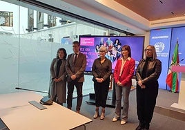 La directora de Emakunde, junto a responsables de las diputaciones y de Eudel, han presentado la campaña.