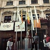 Ceremonia de encendido de la llama olímpica en Reus, el 22 de julio de 1992.