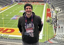 Iker Sagasti en el Allegiant Stadium de Las Vegas en la previa de la Super Bowl disputada el año pasado entre San Francisco 49ers y Kansas City.