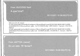 Una de las conversaciones entre Cerdán y Antxon a través de la aplicación Threema incluida en el informe de la UCO.