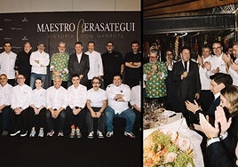 Dos momentos del homenaje a Martín Berasategui en Marbella.