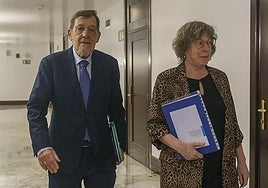El presidente de la comisión, Juan Luis Ibarra, y la vocal Miren Ortubay han comparecido este lunes en el Parlamento Vasco.