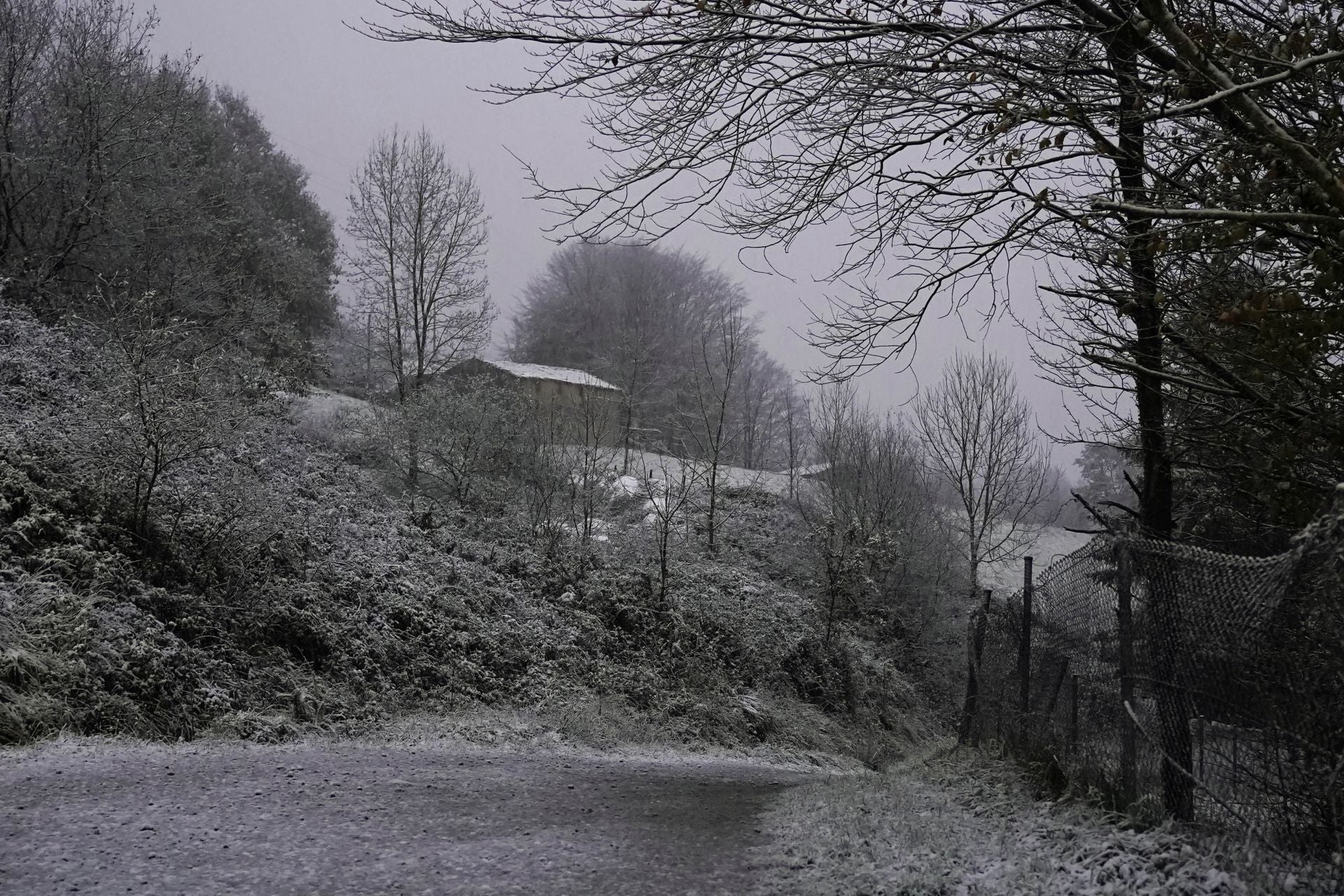 La nieve se suma a los chubascos por la masa de aire ártico en Gipuzkoa