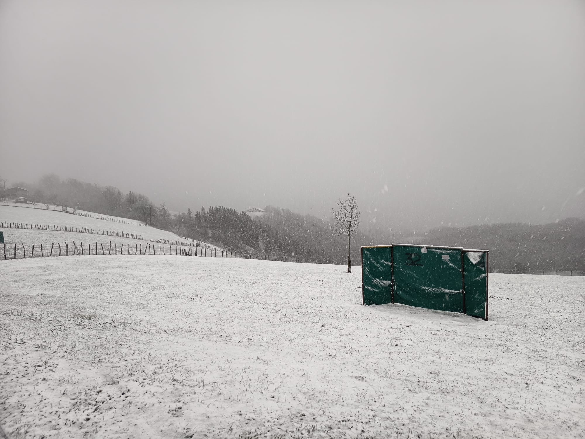 Nieve en Lazkaomendi, a unos 330 metros de altura. 