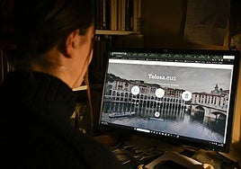 Una mujer consulta la página web del Ayuntamiento en su ordenador.