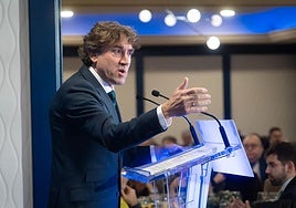 Eneko Andueza, este martes durante su intervención en el Fórum Europa Tribuna Euskadi.