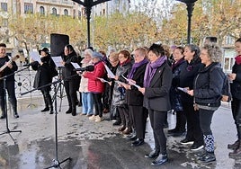 Las integrantes del taller de canto 'Ahotsak askatzen' pusieron voz a la reivindicación del Día Internacional Contra la Violencia Machista.