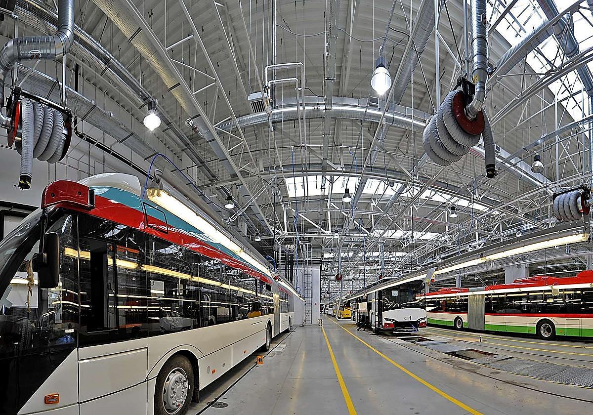 Planta de Solaris en Bolechowo, cerca de Poznan, en Polonia, sede principal de la compañía que pertenece a CAF.