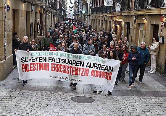 Marcha en Donostia este sábado para denunciar el «falso alto el fuego» en Gaza.