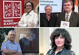 Ana Urkiza, Jon Kortazar eta Juan Mari Aburto, Joxerramon Bengoetxea eta Idurre Eskisabel.