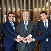 Xabier Sagredo, Mikel Jauregi, José Antonio Jainaga, Noël d'Anjou y Jon Urresti, tras el preacuerdo de febrero con el accionista principal de Talgo.