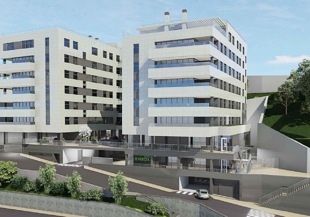 Las cuentas plantean destinar 1,6 millones de euros al aparcamiento público de la futura residencia, cuyo aspecto se recrea en esta imagen.