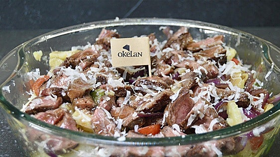 Receta de ensalada de patatas y entrecot