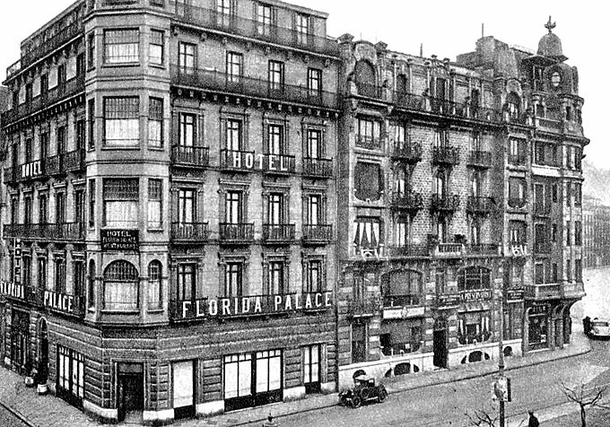 Hotel Florida Palace. En la esquina de Zubieta con Easo. Abierto en 1926, se cerró en 1963, año en que fue derribado.