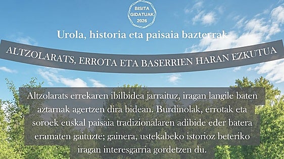 'Altzolarats, Errota eta baserrien haran ezkutua' bisita gidatua, astearte honetan