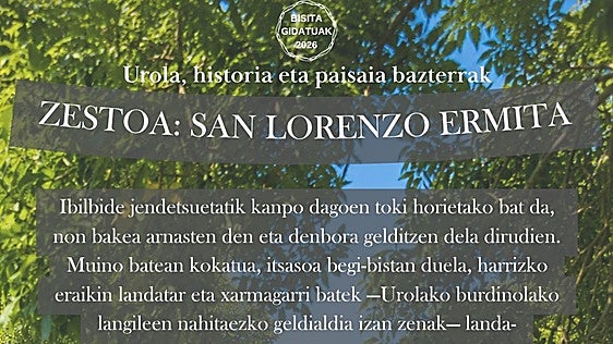 San Lorente ermita ezagutzeko bisita gidatua, ostiralean