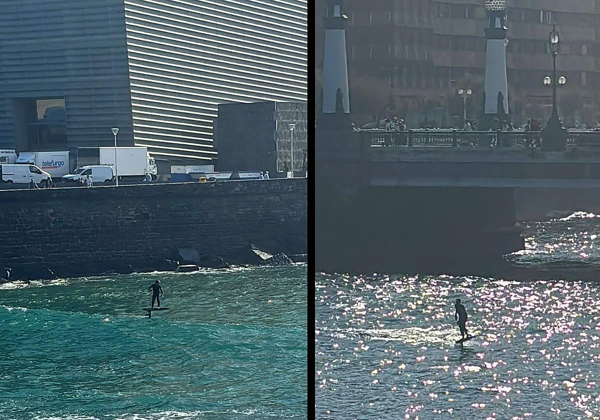 El surf en eFoil llega a San Sebastián aprovechando las olas en el Urumea: así son las tablas que vuelan sobre el agua