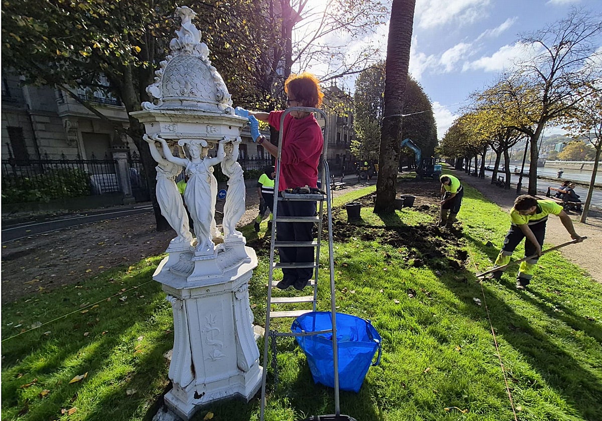 Restauran las fuentes del paseo de Francia de forma previa a la reforma de los jardines