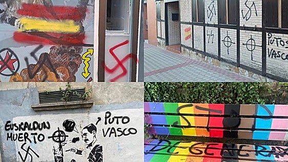 EH Bildu denuncia la aparición de pintadas amenazantes con simbología nazi en varios pueblos de Navarra