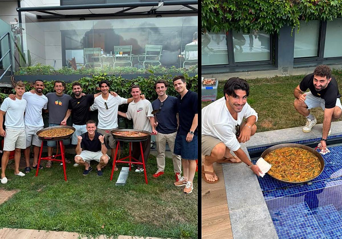 Carlos Soler ejerce de valenciano en San Sebastián: junta a los jugadores de la Real Sociedad para comer dos paellas con vistas a La Concha