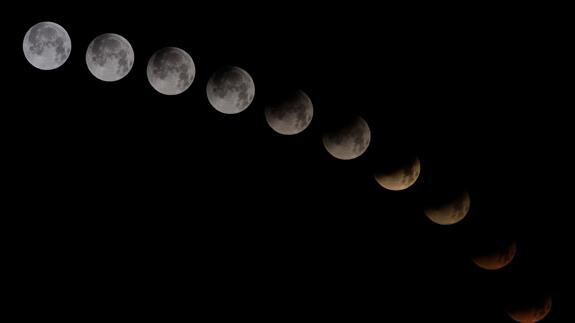 Todo el proceso del eclipse lunar visto desde las Islas Canarias.