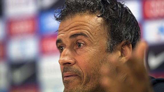 Luis Enrique, durante la rueda de prensa. 