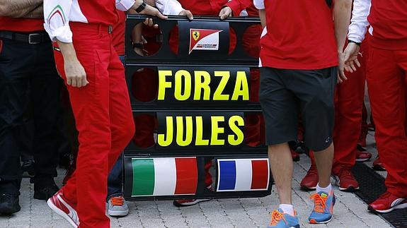 Mensaje de ánimo para Jules Bianchi. 