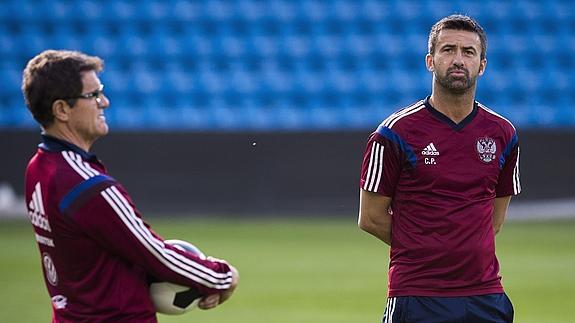 Fabio Capello (izda) y Christian Panucci. 