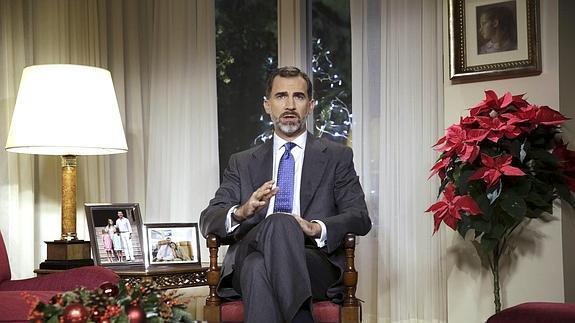 El Rey Felipe VI, durante su primer discurso de Navidad. 