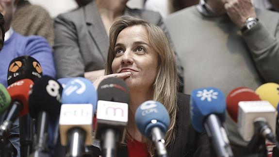 Tania Sánchez, durante una rueda de prensa para explicar su nuevo proyecto político. 