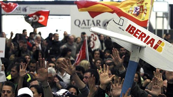 Una de protestas llevadas a cabo por los trabajadores de Iberia. 