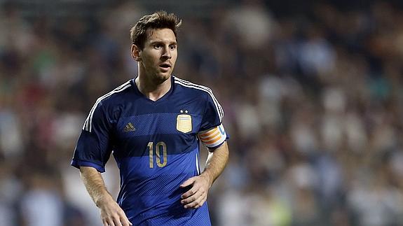 Messi en un partido con Argentina. 