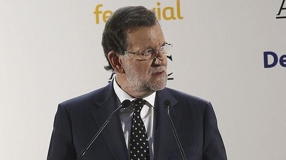 Rajoy, durante su intervención hoy en un almuerzo-coloquio del Foro ABC.