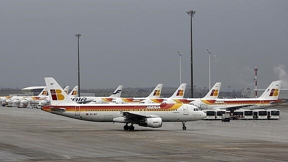 Aviones de Iberia, estacionados.