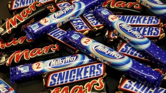 Chocolates Mars, Snickers y Milky Way.