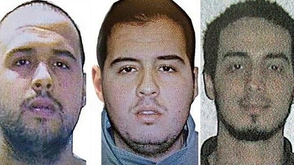 Los hermanos Khaled e Ibrahim El Bakraoui y Najim Laachraoui, identificados como los presuntos autores de los atentados.