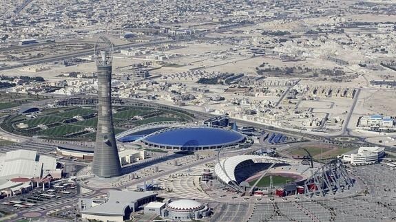 Vista aérea del Estadio Internacional Khalifa en Doha. 