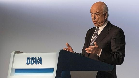 El presidente del BBVA, Francisco González, durante la Junta General de Accionistas de la entidad bancaria 
