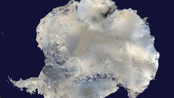 Vista de satélite de la Antártida.