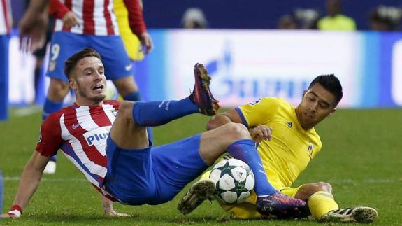 Saúl, durante el partido ante el Rostov. 