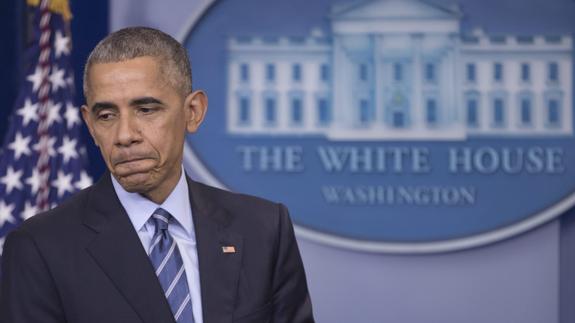 Obama, tras su conferencia de prensa. 