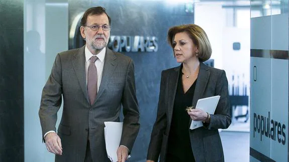 Mariano Rajoy y María Dolores de Cospedal, durante la última reunión del Comité de Dirección del PP.